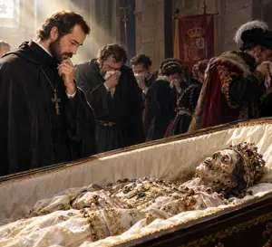 Cuando abrieron el ataúd, el aspecto del cadáver de la reina Isabel era tan horrible y tan insoportable el hedor, que todos los demás se alejaron, pero San Francisco, inspirado por una luz divina se quedó allí meditando acerca de lo pronto que pasan las vanidades del mundo, y cómo aquella emperatriz, antes tan hermosa y ante quien todos se inclinaban para venerarla, era ahora tan repugnante que todos huían de presencia. Se preguntaba él, qué se habían hecho su gran belleza y su grande majestad. Y exclamó entonces su célebre frase: "Así acaban las grandezas del mundo. No quiero servir a señores que se me puedan morir". Y desde aquel día tomó la resolución de alejarse de los altos puestos del mundo y de entrarse de religioso. Y un tiempo después se hizo sacerdote jesuita.