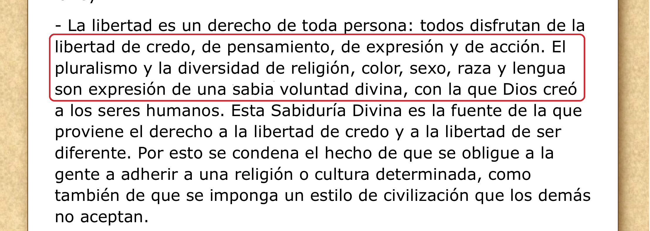 Herejía dentro de la Declaración de Abu Dabi: El pluralismo y la diversidad de religión, color, sexo, raza y lengua son expresión de una sabia voluntad divina, con la que Dios creó a los seres humanos