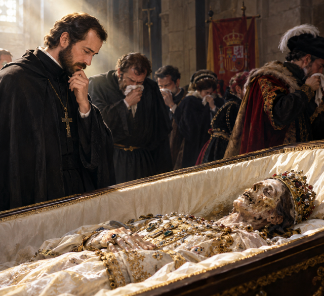 Cuando abrieron el ataúd, el aspecto del cadáver de la reina Isabel era tan horrible y tan insoportable el hedor, que todos los demás se alejaron; pero San Francisco, inspirado por una luz divina, se quedó allí meditando acerca de lo pronto que pasan las vanidades del mundo, y cómo aquella emperatriz, antes tan hermosa y ante quien todos se inclinaban para venerarla, era ahora tan repugnante que todos huían de su presencia. Se preguntaba él, qué se habían hecho su gran belleza y su grande majestad. Y exclamó entonces su célebre frase: "Así acaban las grandezas del mundo. No quiero servir a señores que se me puedan morir". Y desde aquel día tomó la resolución de alejarse de los altos puestos del mundo y de entrarse de religioso. Y un tiempo después se hizo sacerdote jesuita.